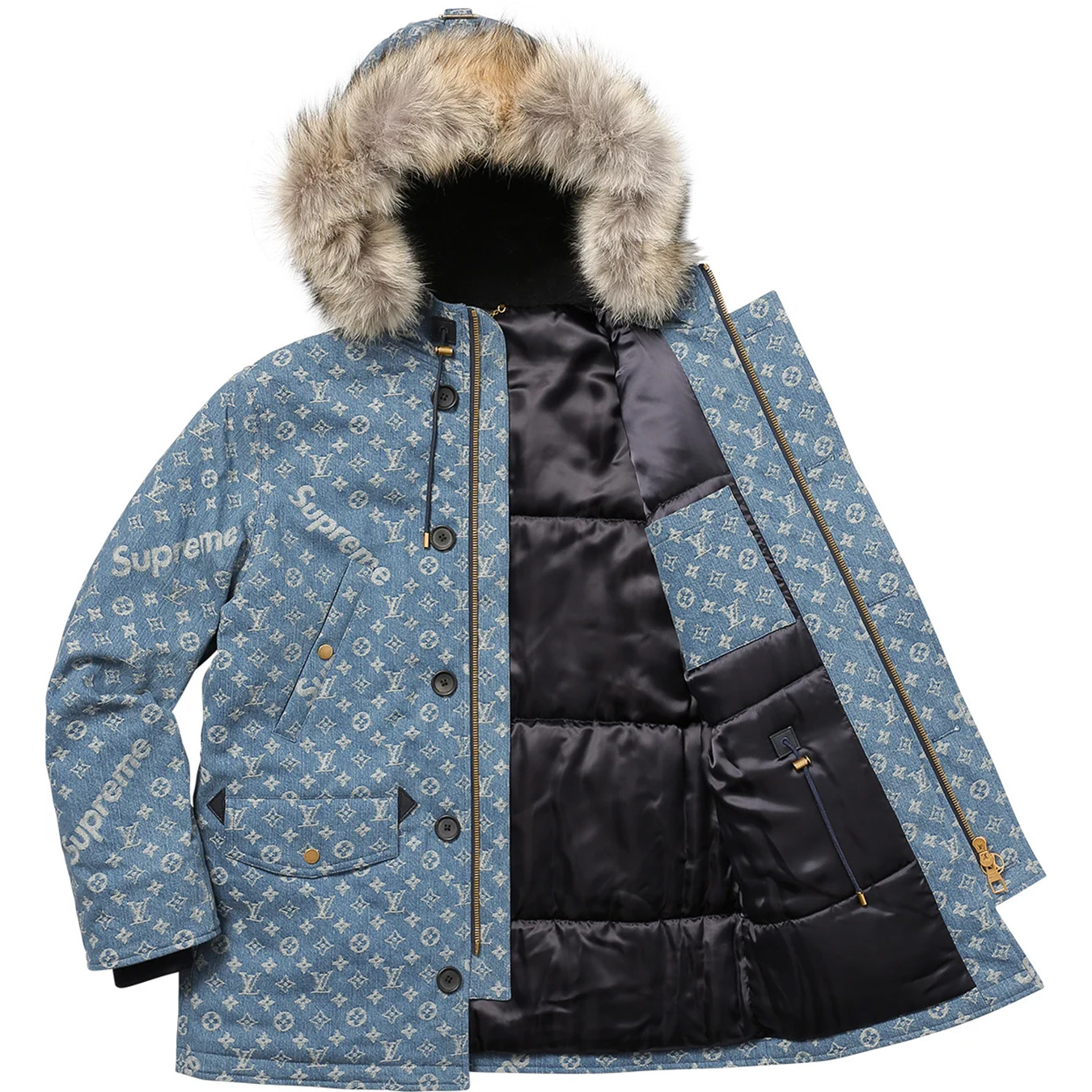 Louis Vuitton/Supreme Jacquard Denim N-3B Parka view 2